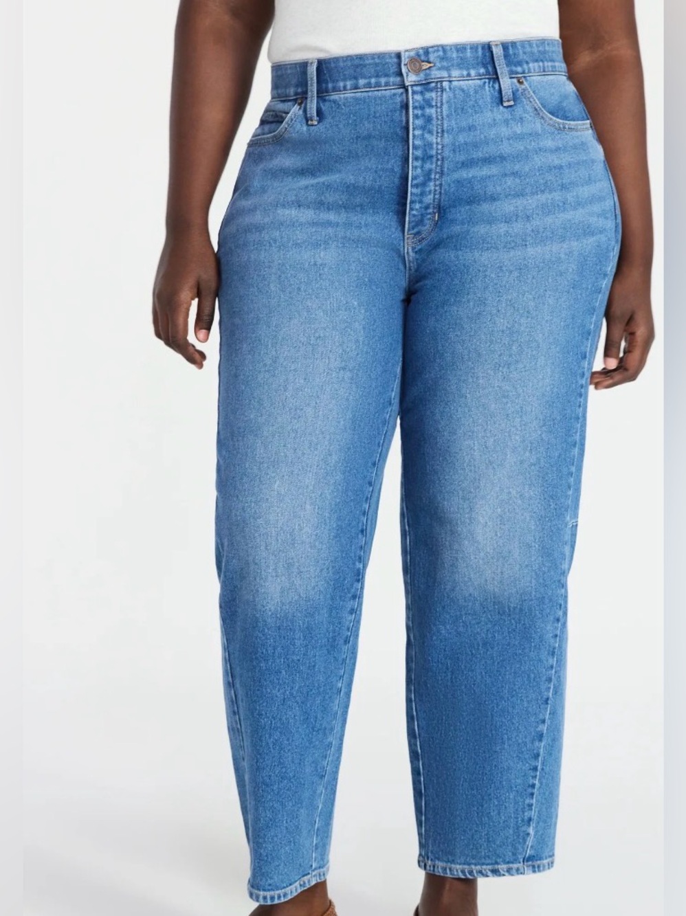 Terra & Sky Women's Plus Size High Rise Barrel Jeans, 28" Inseam, Sizes 16 W NWT